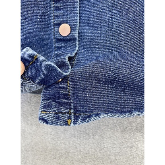 One Hart Women's Blue Denim Skirt Button Front Size XL Rose Gold Buttons - Picture 6 of 8